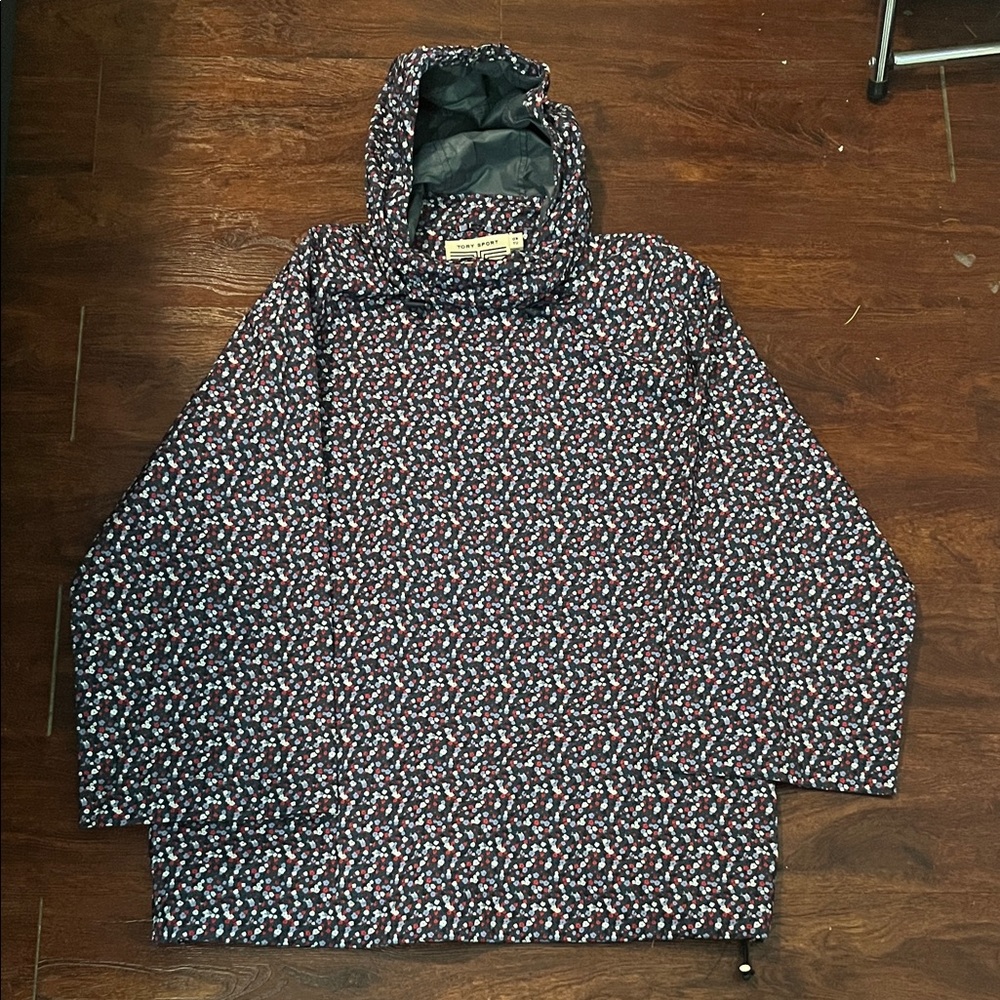 Tory Sport Navy Floral Patterned Raincoat